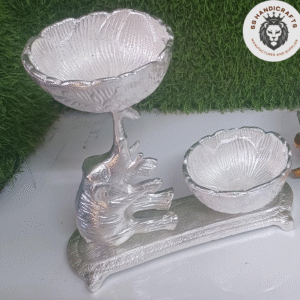 Metal Silver Colour Elephant with Bowl