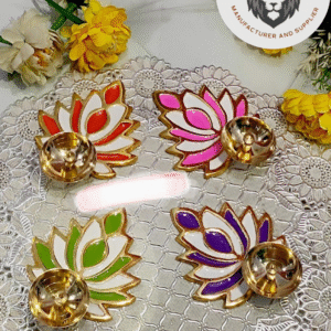 Metal Silver Diwali Leaf Diya Size 4”