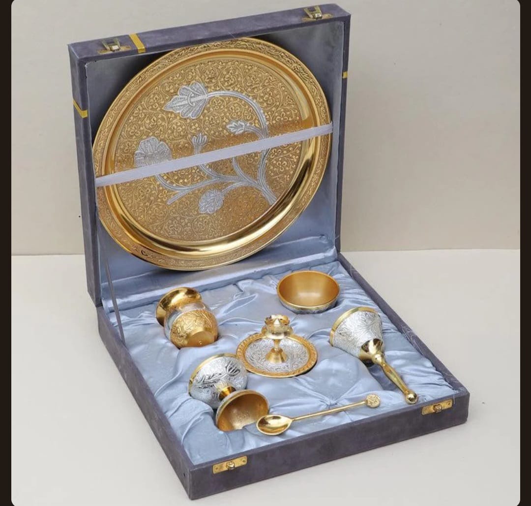 Metal Puja Thali set 10''inches - Image 2