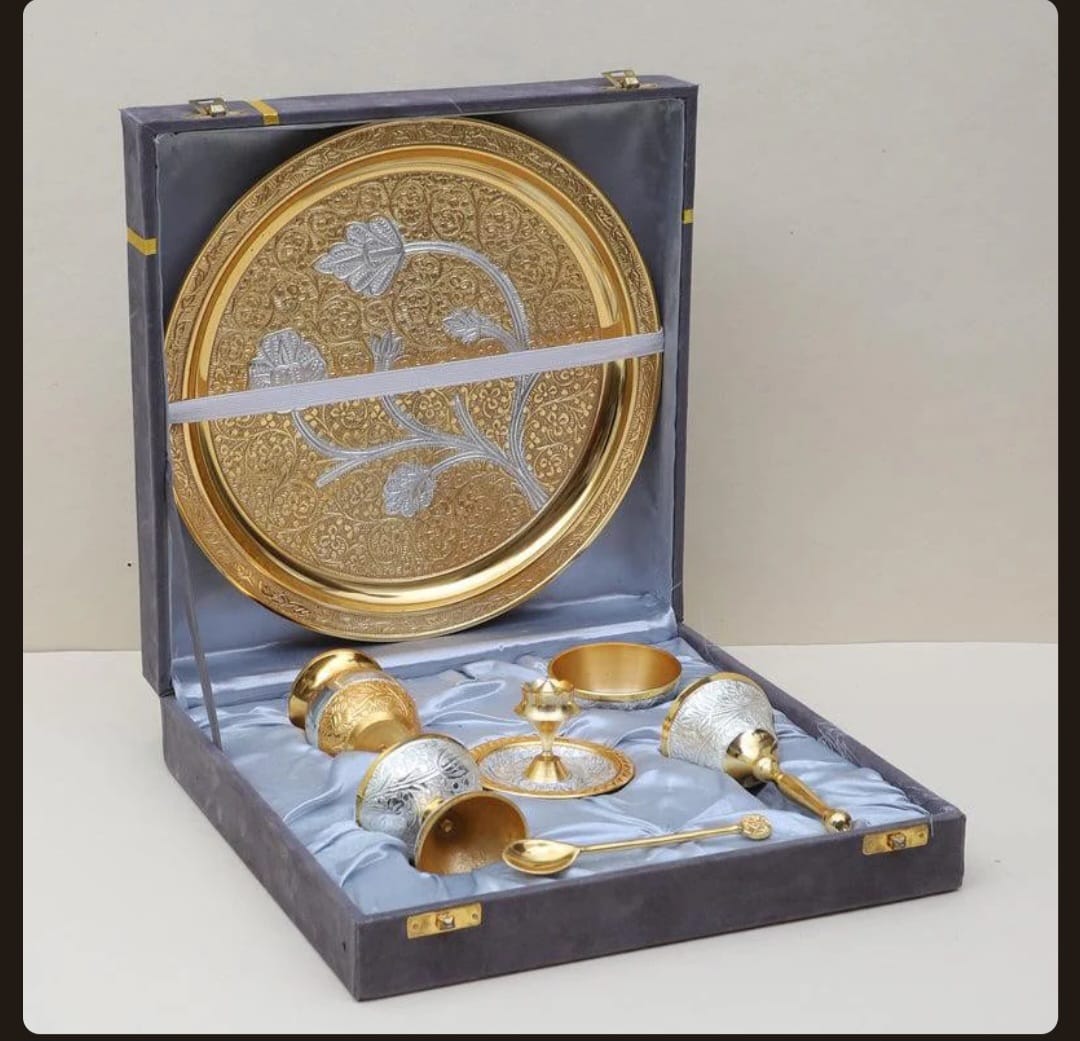 Metal Puja Thali set 10''inches - Image 3