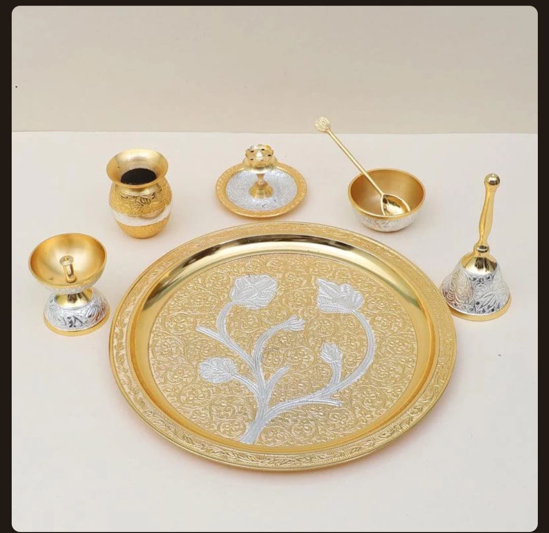 Metal Puja Thali set 10''inches - Image 4